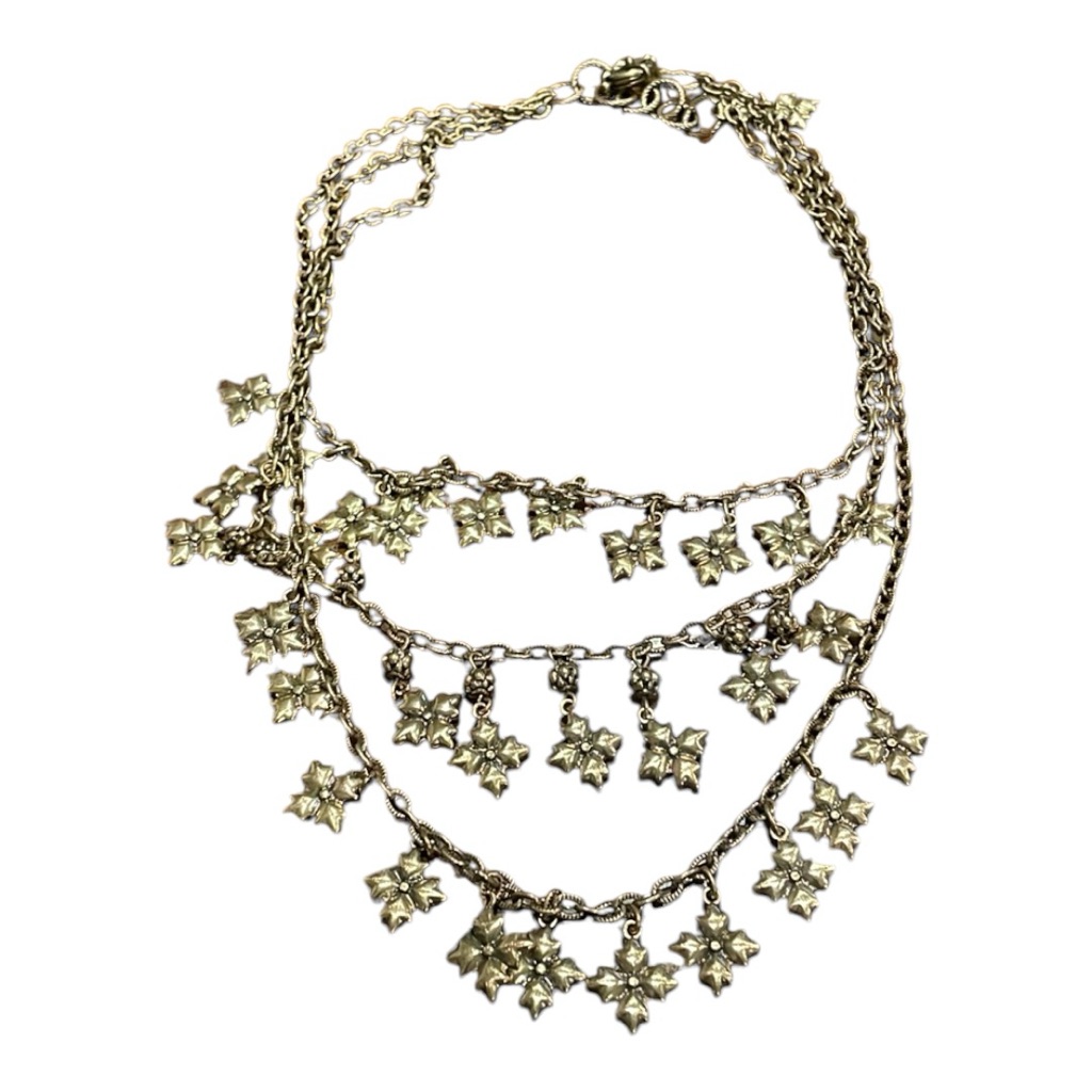 Patricia Nash Antiqued Gold Multi Strand Floret Statement Necklace Ee 40$